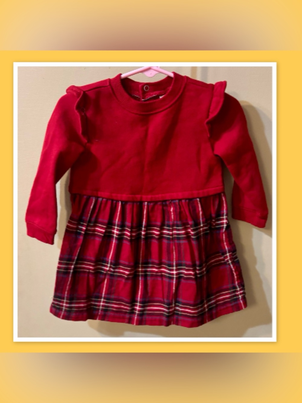 Carter's Baby Girl Plaid Flutter Dress ~ Size 18 Mo.